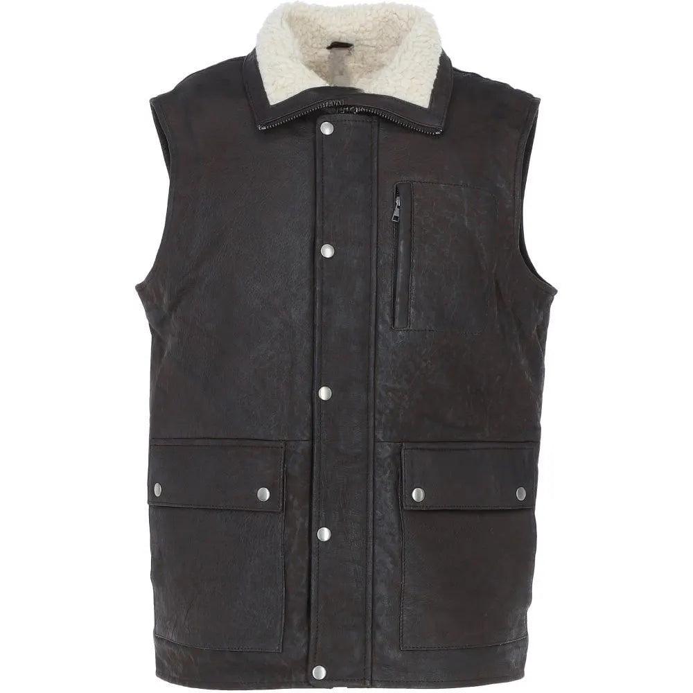 Men Brown HandMade Genuine leather Vest