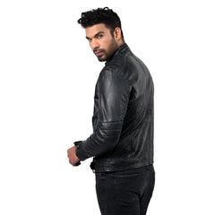 Men's Asymmetrical Black Leather Jacket