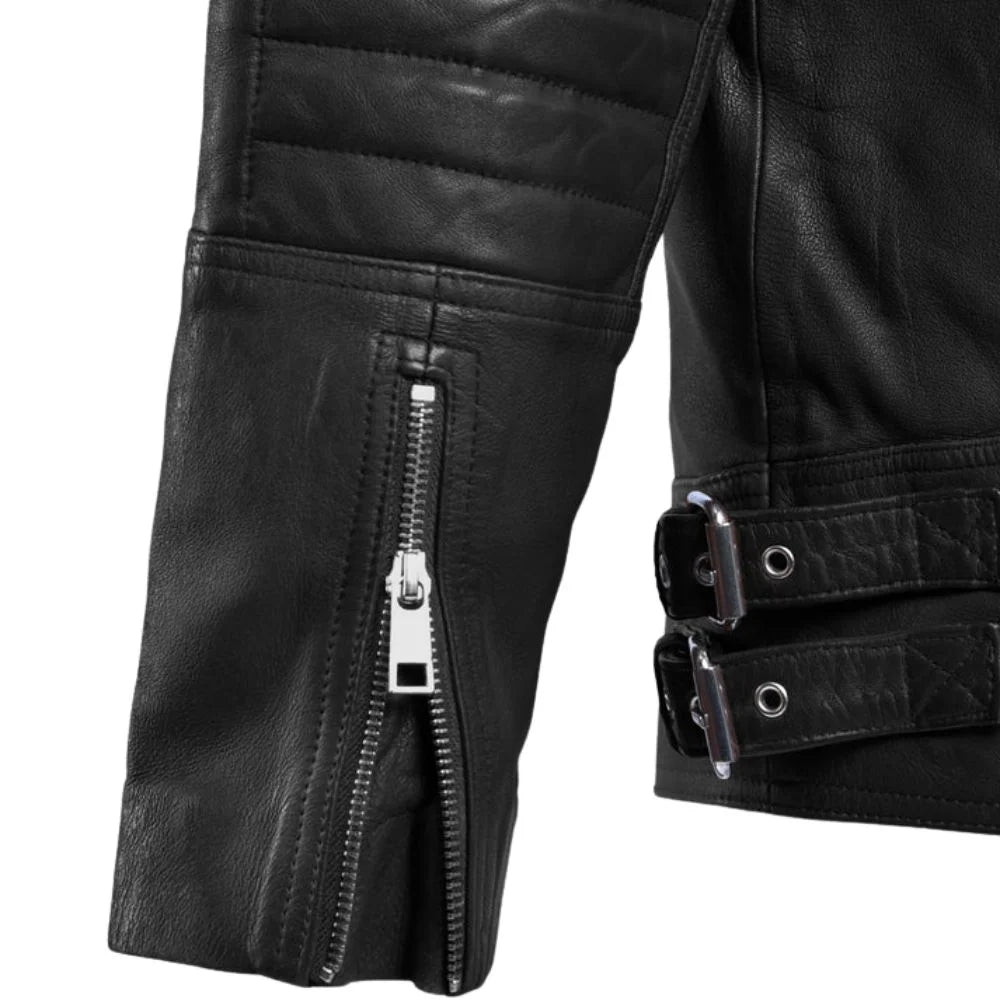Men’s Asymmetrical Black Leather Jacket