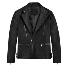 Men’s Asymmetrical Black Leather Jacket