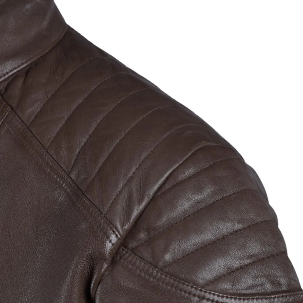 Men’s Asymmetrical Dark Brown Leather Jacket