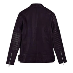 Men’s Asymmetrical Dark Purple Leather Jacket