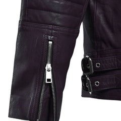 Men’s Asymmetrical Dark Purple Leather Jacket