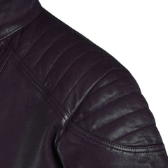 Men’s Asymmetrical Dark Purple Leather Jacket