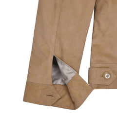 Men’s Beige Suede Trucker Leather Jacket