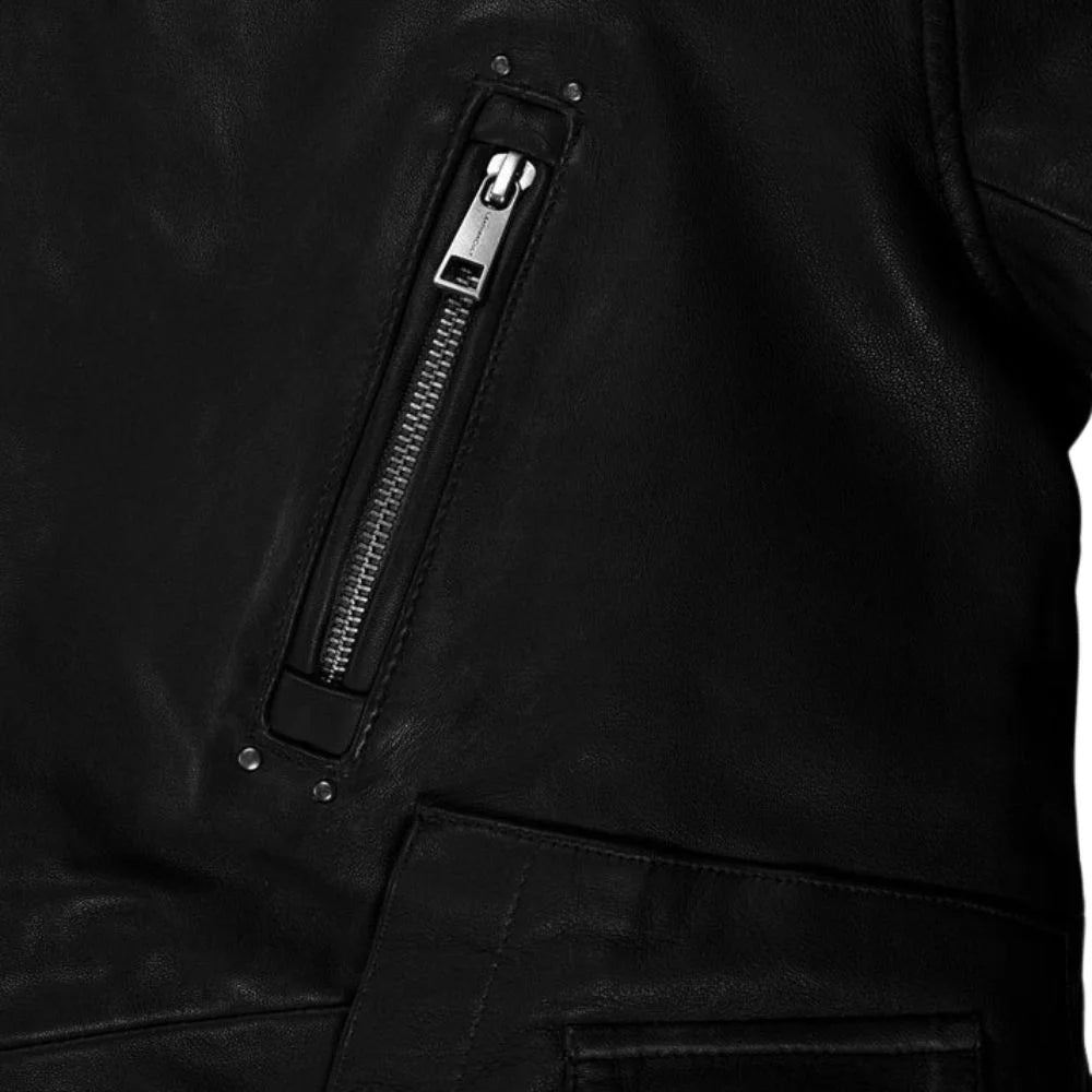 Men’s Black Asymmetrical Leather Jacket