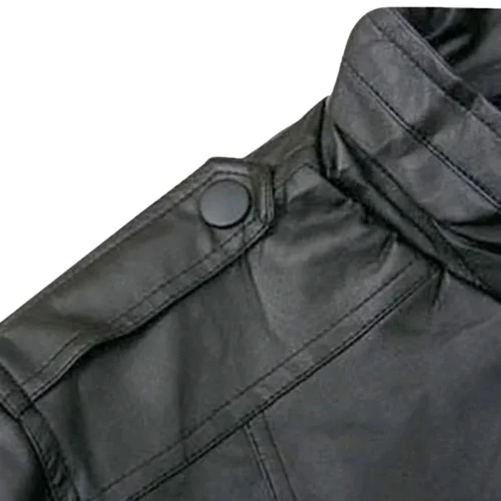 Men’s Black Asymmetrical Zipper Leather Jacket