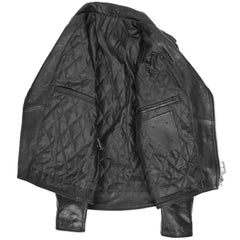 Men’s Black Belted Brando Leather Biker Jacket 