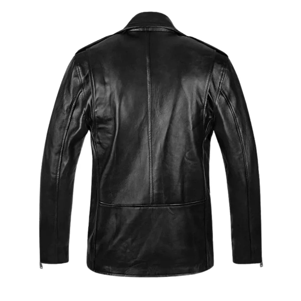 Men’s Black Belted Brando Leather Jacket