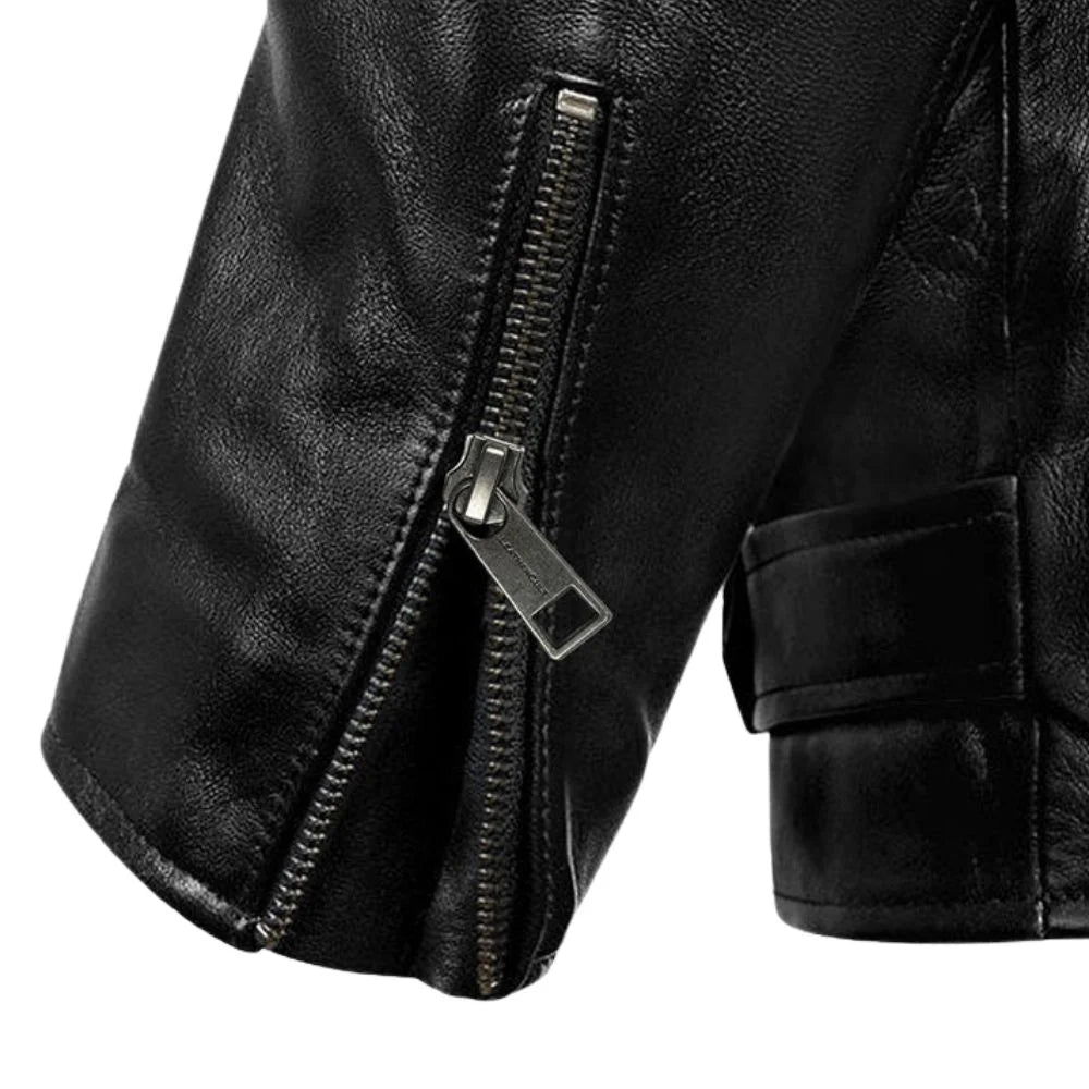 Men’s Black Belted Brando Leather Jacket