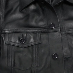Men’s Black Button-Up Leather Jacket