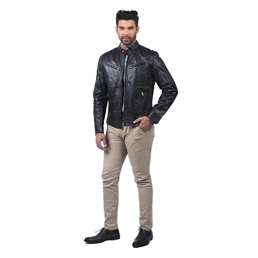 Men’s Black Crestline Leather Jacket