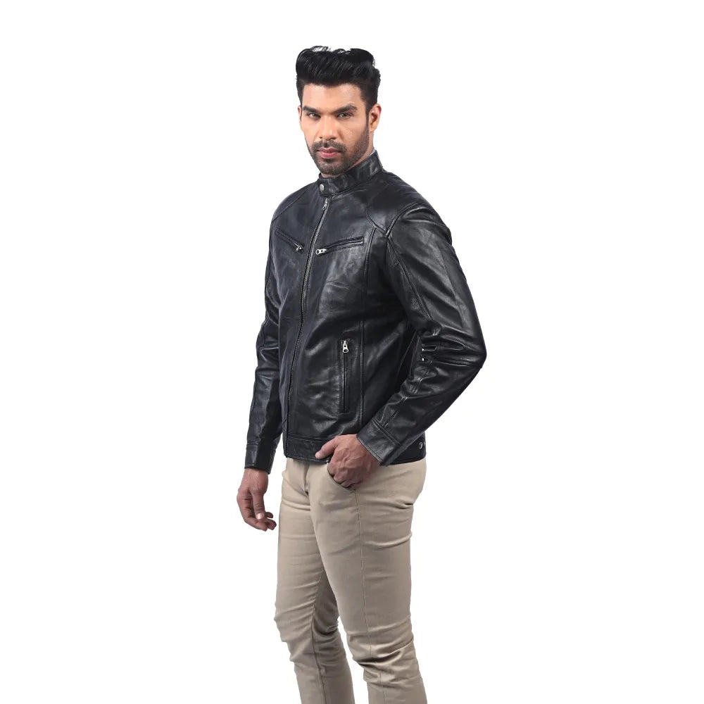 Men’s Black Crestline Leather Jacket