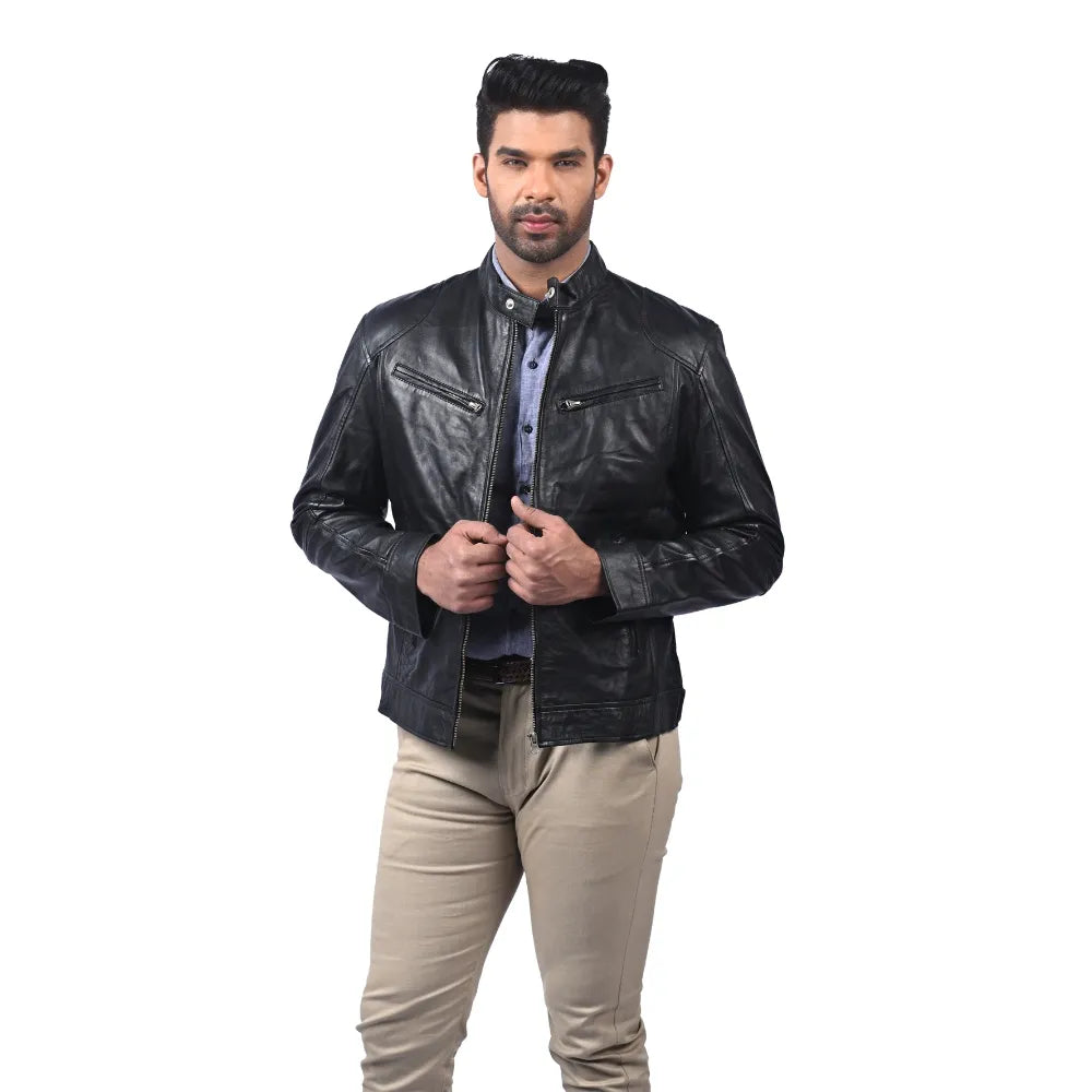 Men’s Black Crestline Leather Jacket