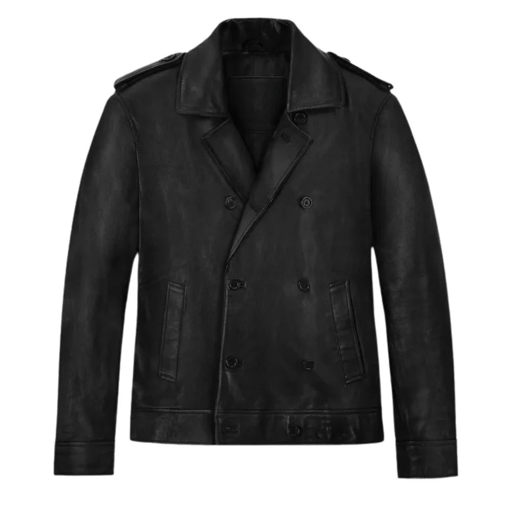 Men’s Black Simple Real Leather Jacket