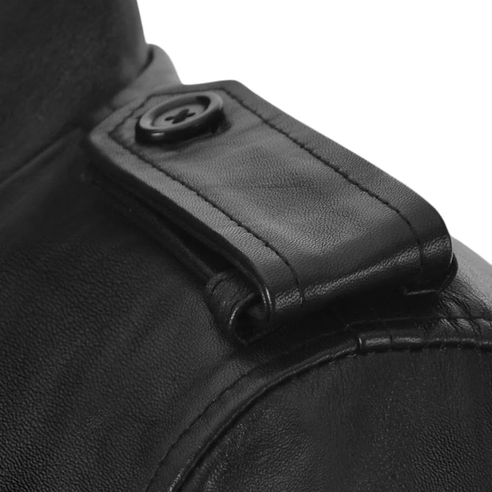 Men’s Black Simple Real Leather Jacket