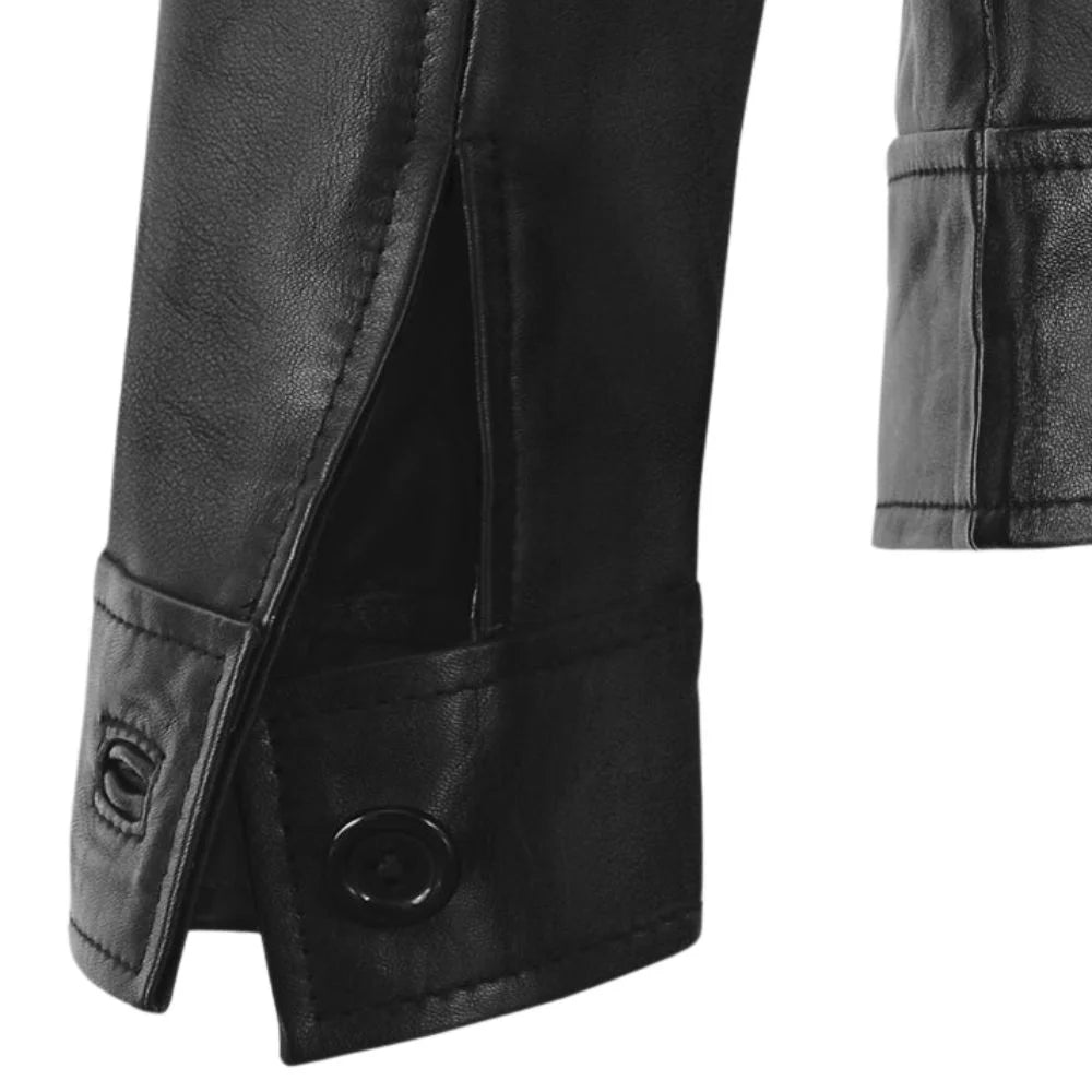 Men’s Black Simple Real Leather Jacket