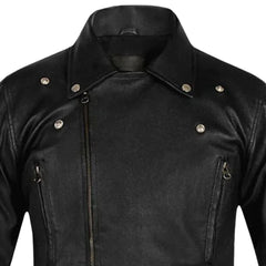 Men’s Black Double Buckle Brando Leather Jacket