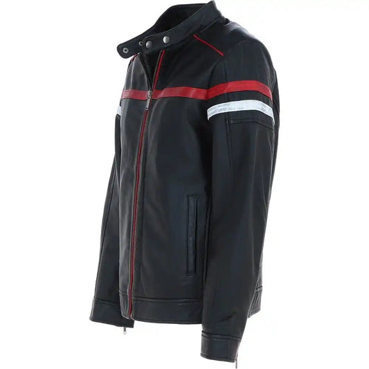 Men's Black Genuine Leather Racing Jacket