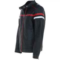 Men's Black Genuine Leather Racing Jacket