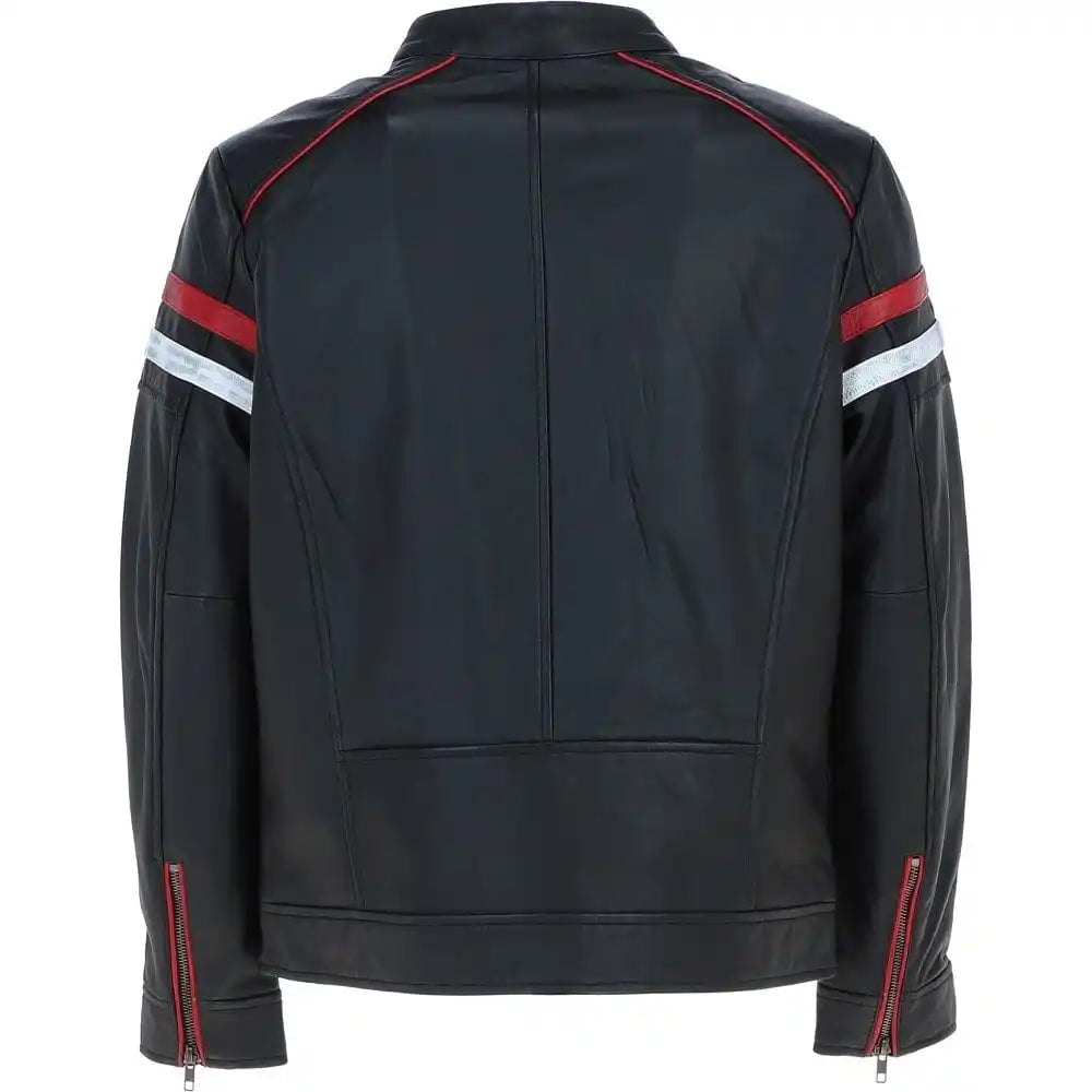 Men's Black Genuine Leather Racing Jacket