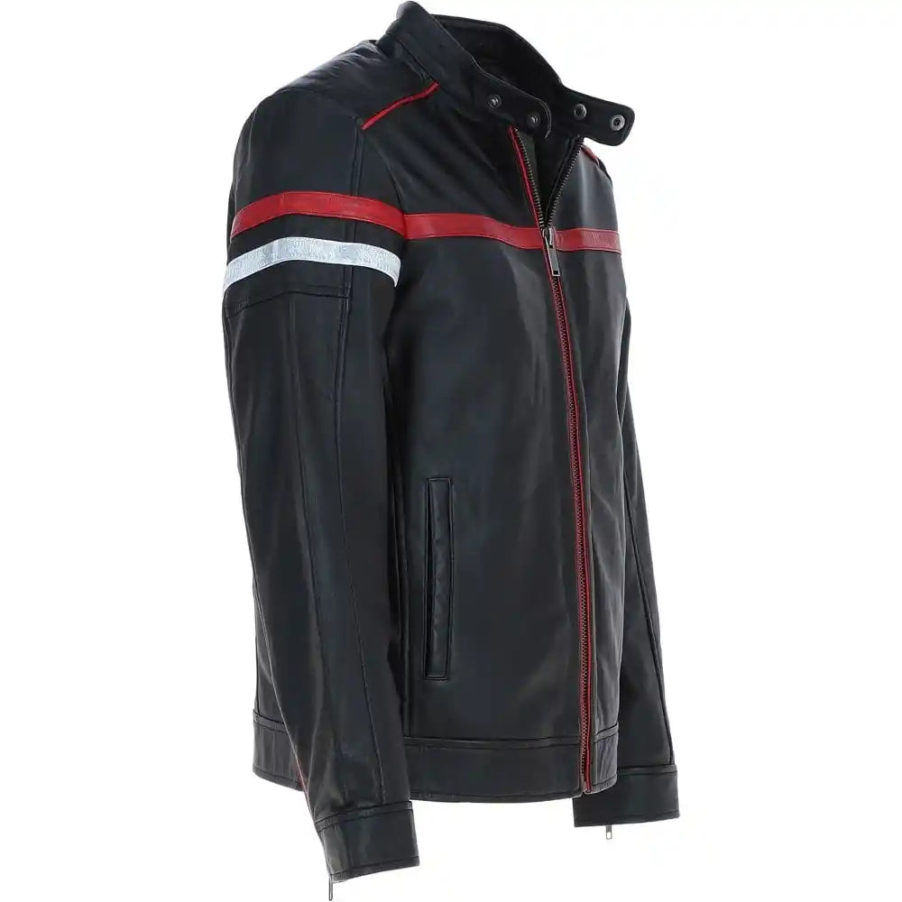 Men's Black Genuine Leather Racing Jacket