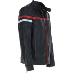 Men's Black Genuine Leather Racing Jacket