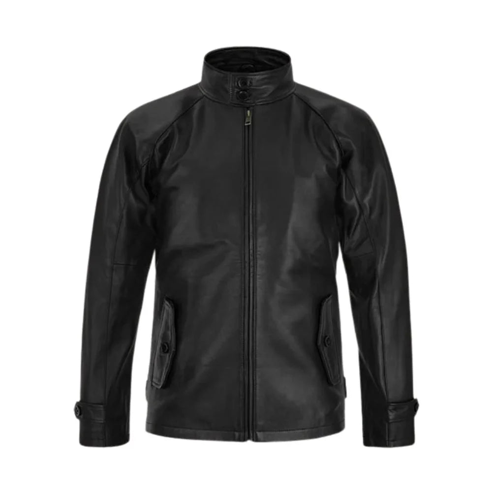 Men’s Black High-Neck Leather Jacket