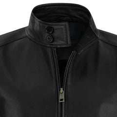 Men’s Black High-Neck Leather Jacket