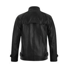 Men’s Black High-Neck Leather Jacket