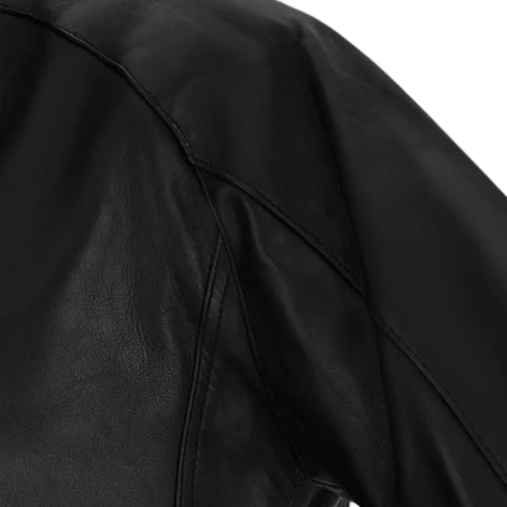 Men’s Black High-Neck Leather Jacket