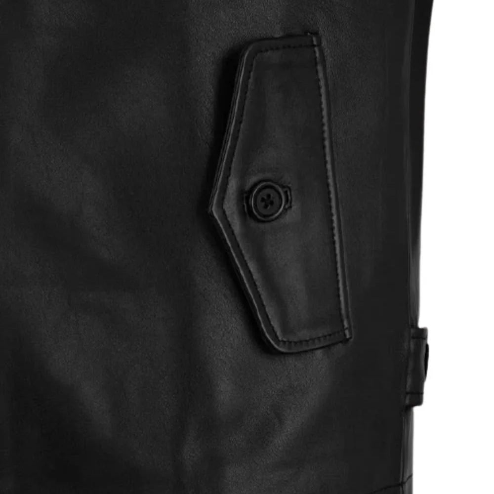 Men’s Black High-Neck Leather Jacket