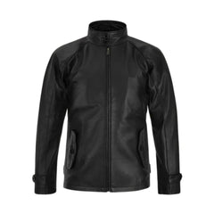 Men’s Black High-Neck Leather Jacket