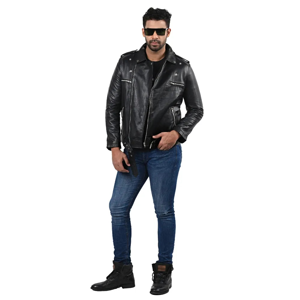 Men’s Black Ironfold Leather Jacket
