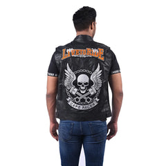 Men’s Black Ironfront Leather Vest