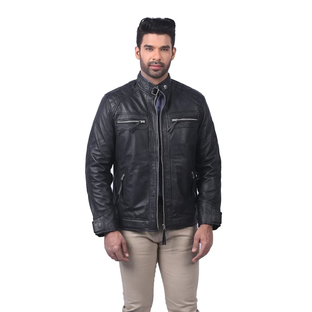 Men’s Black Ironline Leather Jacket