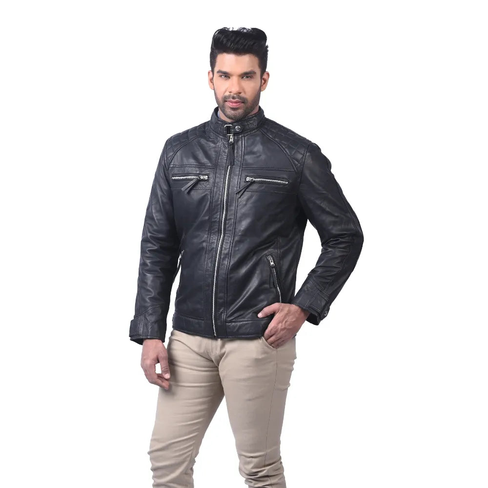 Men’s Black Ironline Leather Jacket