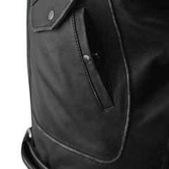 Men’s Black Lace-Up Belted Leather Jacket