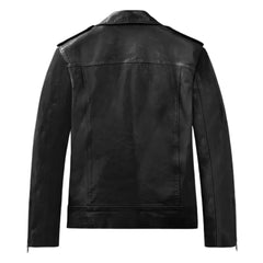 Men’s Black Lapel Leather Jacket