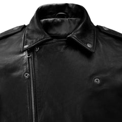 Men’s Black Lapel Leather Jacket