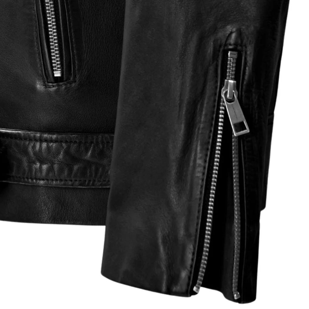Men’s Black Lapel Leather Jacket
