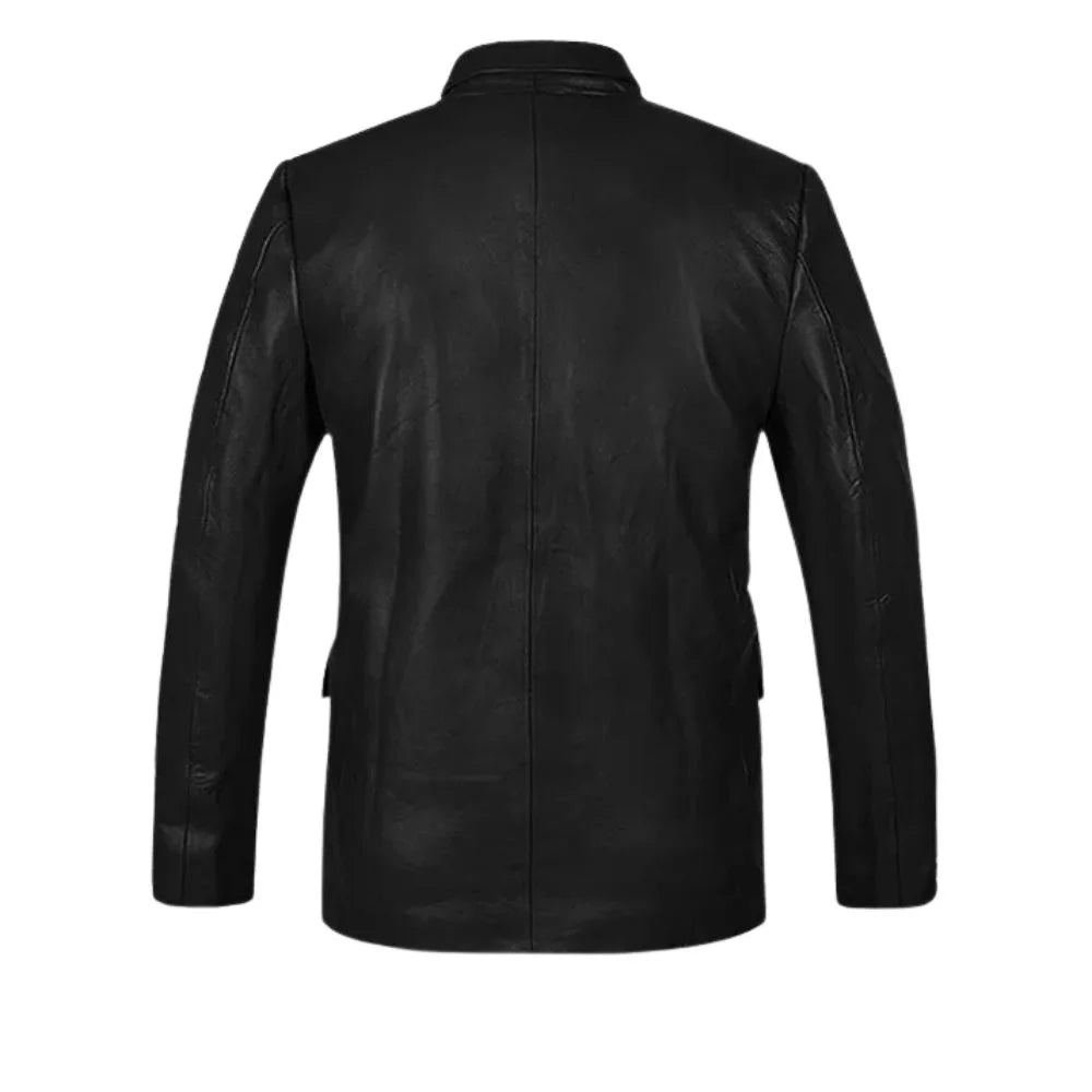 Men’s Black Leather Blazer Jacket