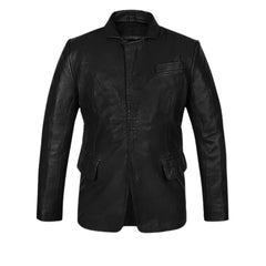 Men’s Black Leather Blazer Jacket