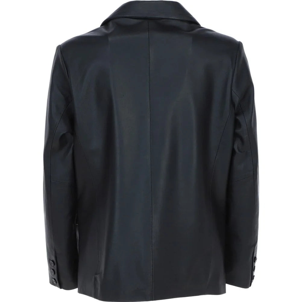 Men's Black Leather Blazer