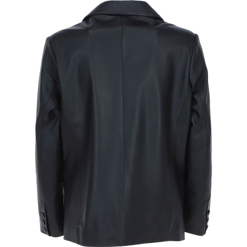 Men's Black Leather Blazer