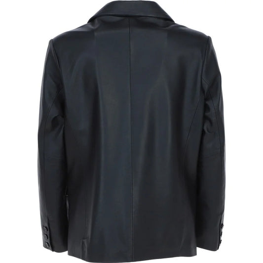 Men's Black Leather Blazer