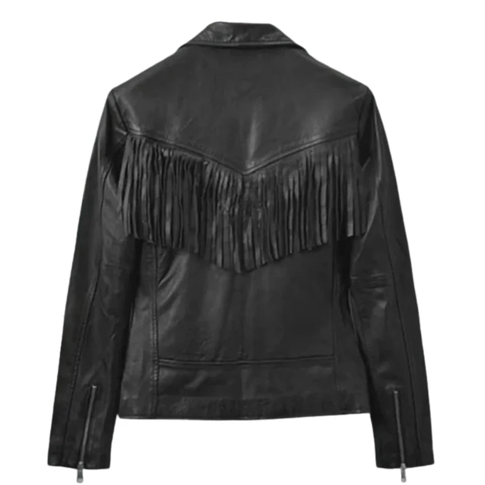 Men’s Black Leather Fringe Jacket