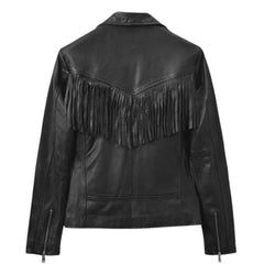 Men’s Black Leather Fringe Jacket