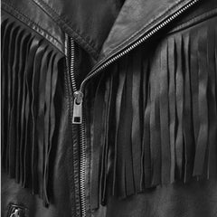 Men’s Black Leather Fringe Jacket