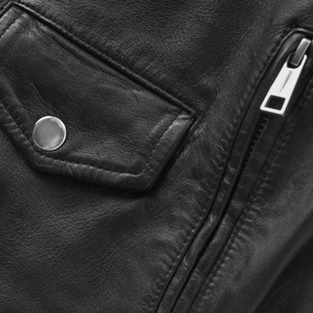 Men’s Black Leather Fringe Jacket